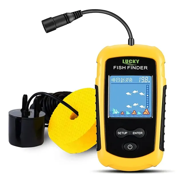 Buscador Portátil De Peces Transductor Sonda Kayak Barco Lcd
