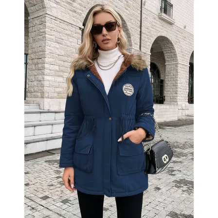 Chaqueta De Lana De Algodón Con Capucha Para Mujer Engrosada