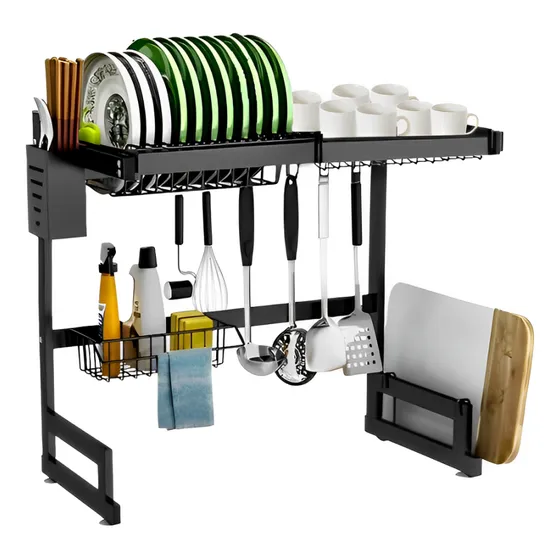 Notuz Cozinha Suspensa Modular Escorredor Louça Organizador 65cm - Preto