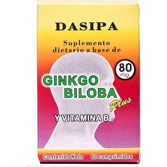 Ginkgo Biloba Plus + Vitamina B1 X 60 Comp. 80 Mg. Sabor Sin Sabor