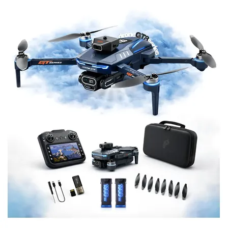 Drone Gt8 Max 4k Dobrável Com Tela E Fpv 5g 2 Bateria + Bag Azul