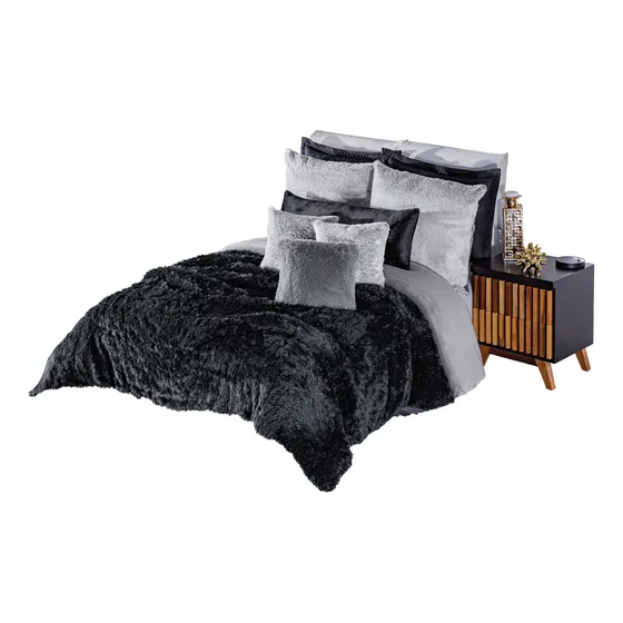 Colchas Concord Cobertor King Size Pelo Alto Color Luxury Negro