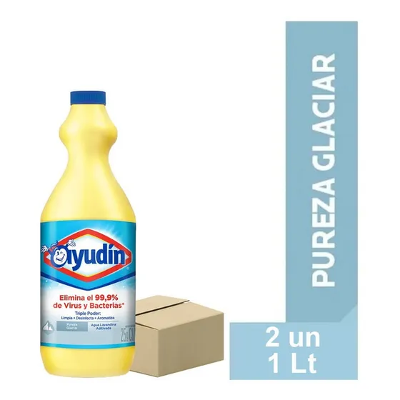Lavandina Ayudin Triple Accion Pureza Glaciar 2un X 1 Lt
