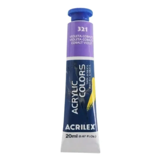 Pintura acrílica de colores acrílicos, tubo Acrilex Color 321, color violeta cobalto, 20 ml