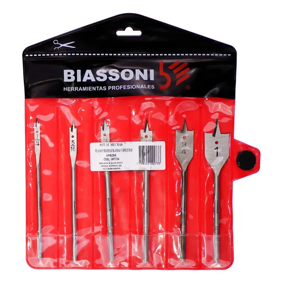 Set Mechas Planas 6 Pz - Madera Blanda Y Semidura - Biassoni