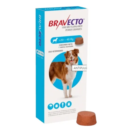 Antipulgas Antigarrapas Bravecto 1000 Mg 20-40 Kg Pack X2