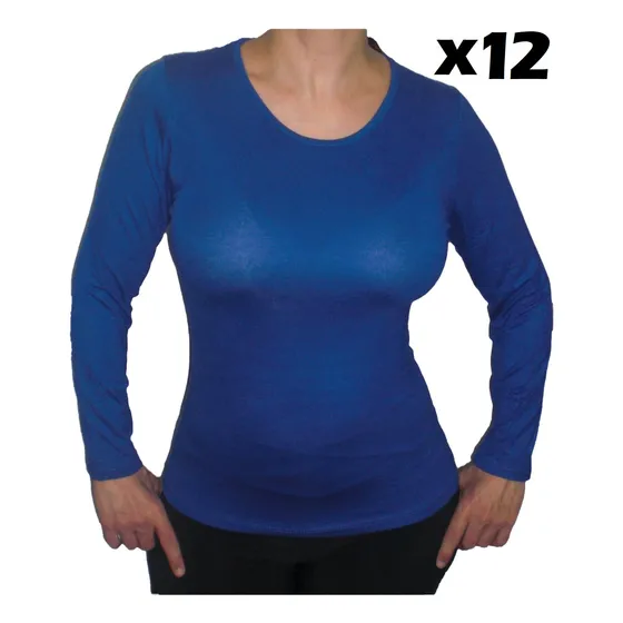 Blusa (pack 12 Unidades) Franela Manga Larga Stretch Qantik