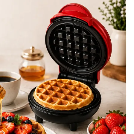 Maquina De Fazer Waffle Antiaderente Panqueca Eletrica 110v Vermelho 127v