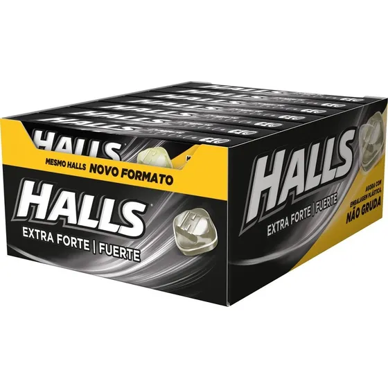 Caixa De Drops Halls Extra Forte Preto Com 21 Unidades