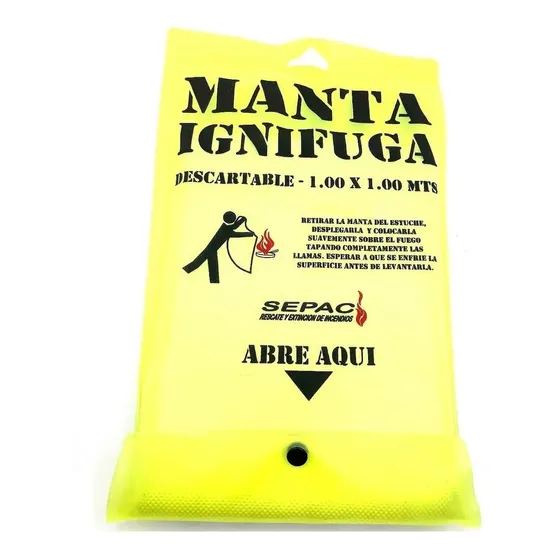 Manta Ignífuga + Cartel Para Incendios Apaga Llamas Fuego