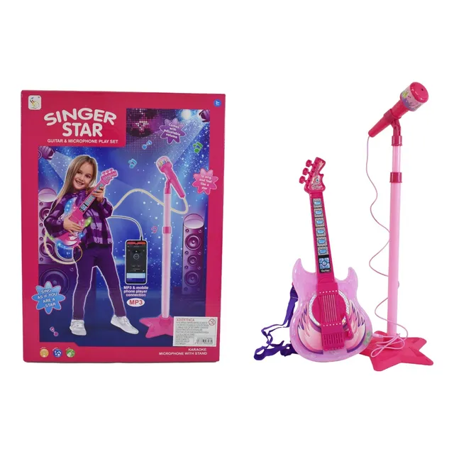 Micrófono De Pie Con Guitarra Luces Y Sonido