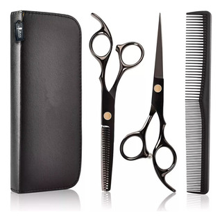 Kit Profesional Tijeras Cabello Barbero Estilista Peluquero Color Negro Kit Profesional Tijeras Cabello Barbero Estilista Peluquero Color Negro