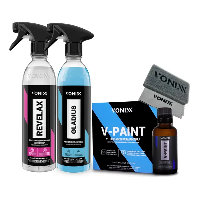 Kit Gladius V-paint E Revelax Vitrificador Automotivo Vonixx
