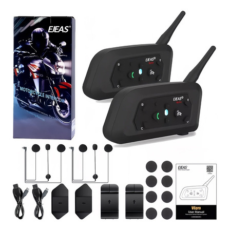 Ejeas V6 Pro+ De 2 Intercomunicadores Negros Ip67 Ejeas V6 Pro+ De 2 Intercomunicadores Negros Ip67