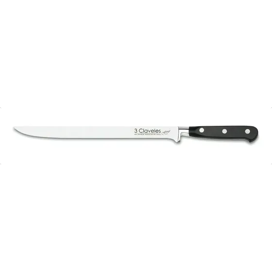 Cuchillo Jamonero 3 Claveles Forge Hoja 25cm 1566 Acero Inox Color Negro