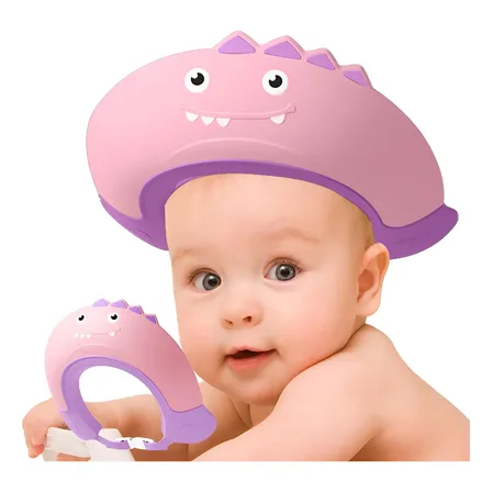 Chapeu Banho Ajustavel Bebé Com Protetor Olhos E Orelhasrosa Rosa