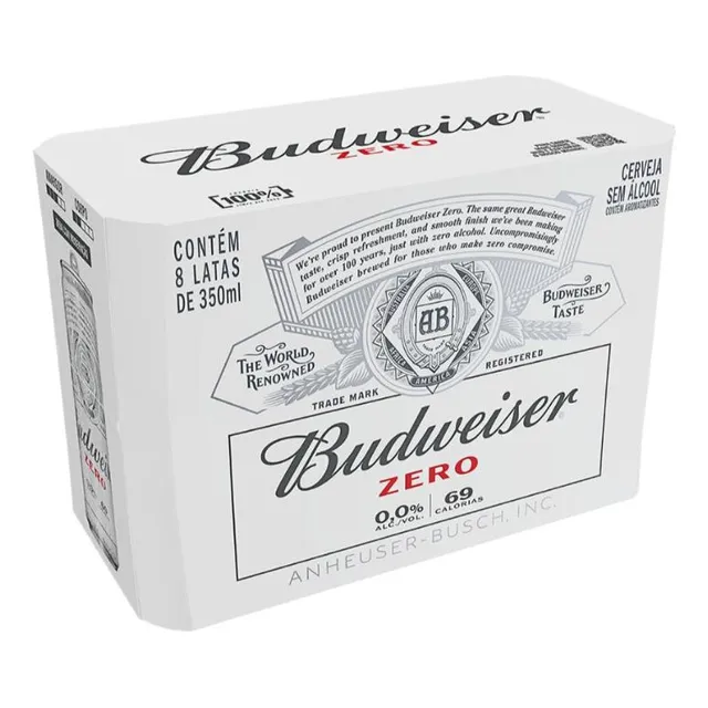 Cerveja Zero Álcool Budweiser Lata 350ml Com 8 Unidades