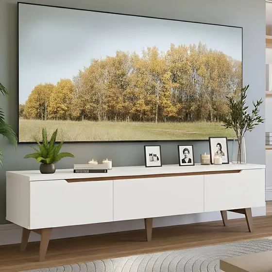 Rack Tv Até 80 Polegadas 180cm 2 Portas 1 Gaveta Toronto Madesa - Branco