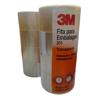 Fita Adesiva 3m 301 50m 4,8cm Transparente 2 Kits C 4 Rolos Fita Adesiva 3m 301 50m 4,8cm Transparente 2 Kits C 4 Rolos