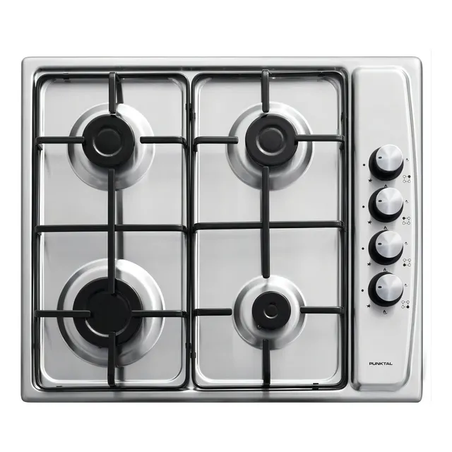 Anafe Empotrable A Gas Punktal Pk-602ag Encendido Elect. Color Plateado