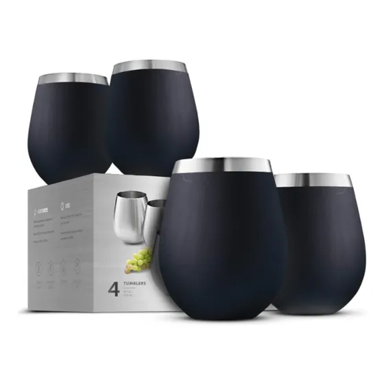 Vasos De Vino Acero Inoxidable 18onzas Pack De 4 Usa