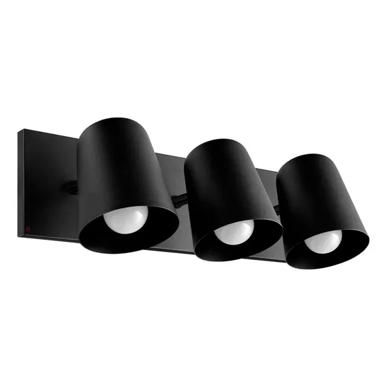 Aplique Baño 3 Luces Lampara Direccional E27 Led Buena Luz Estructura Negro