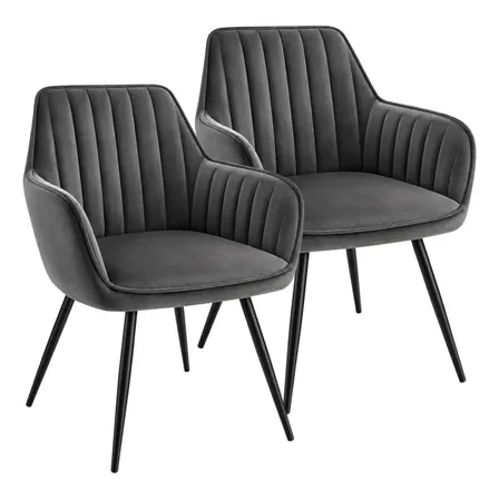 Set De 2 Sillas Con Descansa Brazos Para Comedor Terciopelo Terciopelo Con Descanza Brazos Lumo