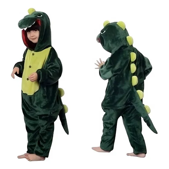 Pijama Dinosaurio Enterito Niños Suave Disfraz Abrigado Dino