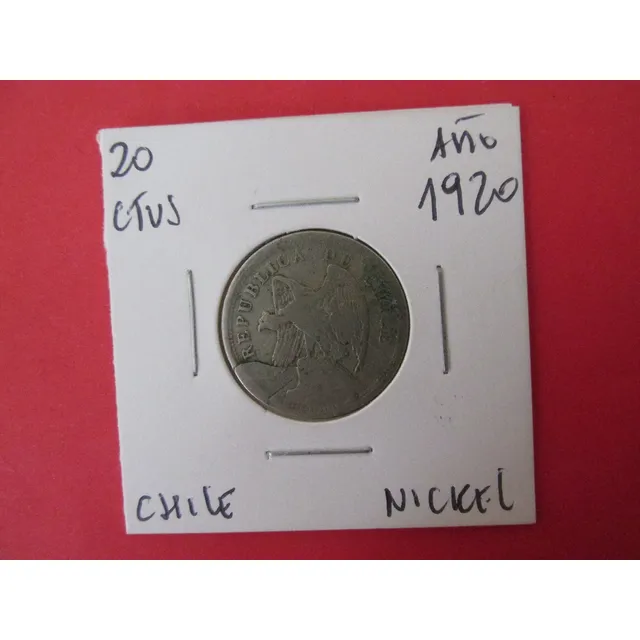  Moneda Chile 20 Ctvs Error Acuñacion Nickel 1920 Muy  Rara