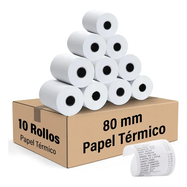 10 Rollos Papel Térmico 80x80 Impresora 80mm
