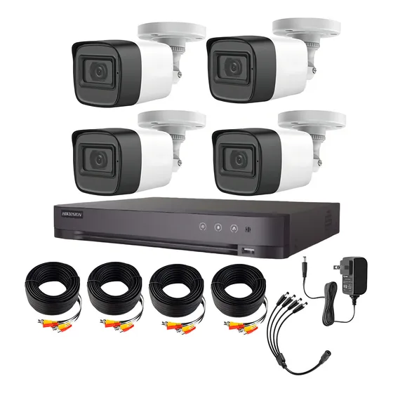 Hikvision Kit Cctv 5mp Dvr 4 Canales 4 Cámaras Accesor Color Blanco