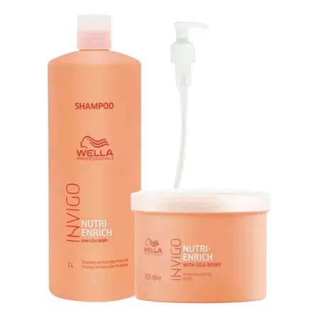 Kit Wella Nutri Enrich Shampoo 1000ml + Máscara 500ml Invigo