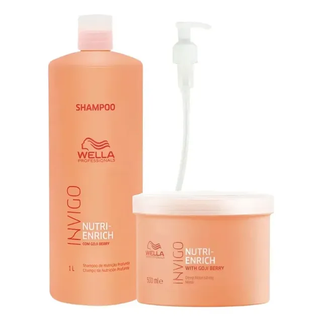 Kit Wella Nutri Enrich Shampoo 1000ml + Máscara 500ml Invigo