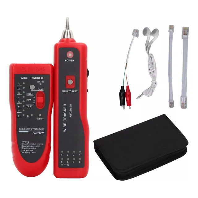 Tester Seguidor Tonos Pollo en estuche con cierre y baterías factura identificador cables Red Rj45 Y Rj11 Cober CBR039