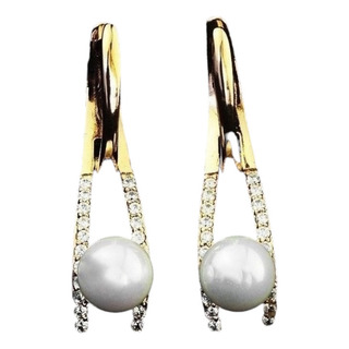 Aretes Pendientes Oro 18k Perlas Joya Mujer Elegante Lujo Aretes Pendientes Oro 18k Perlas Joya Mujer Elegante Lujo