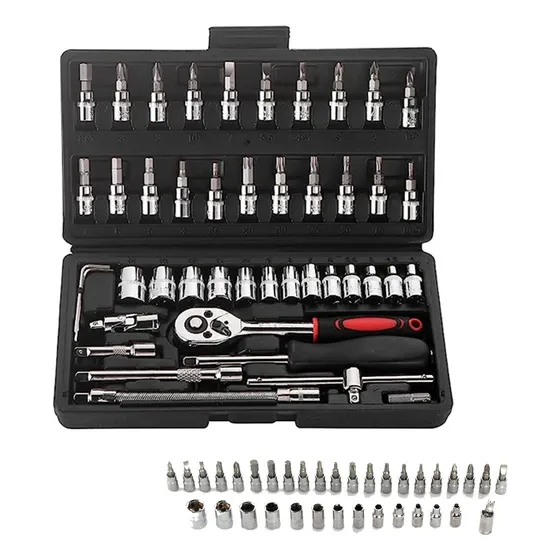 Juego De Copas 46 Piezas Herramientas Hogar Moto Ratchet 