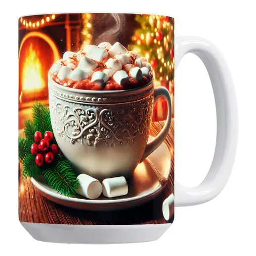 Taza Grande Calidez Navideña De Chocolate Y Bombones