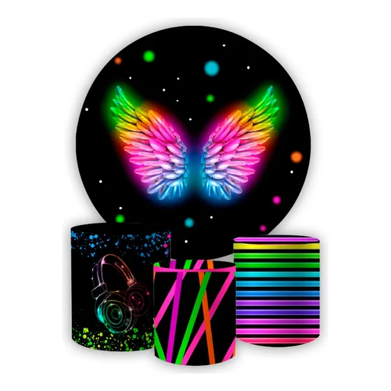 Kit Painel E Trio De Cilindro Tecido Sublimado - Adultos