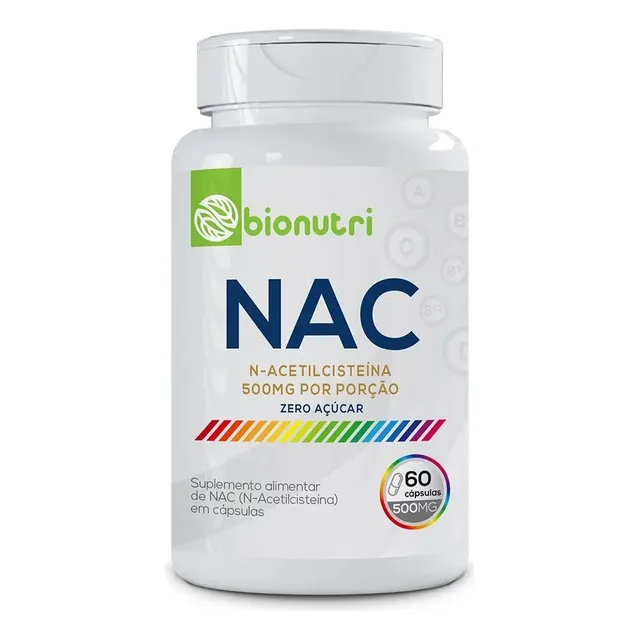 N-acetilcisteína Nac, 60 cápsulas, 500 mg, sin azúcar, bionutri, sabor sin sabor