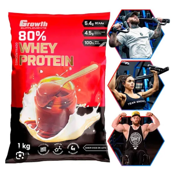 Whey Concentrado 80% Whey Protein Growth Supplements Sabor Doce de leite