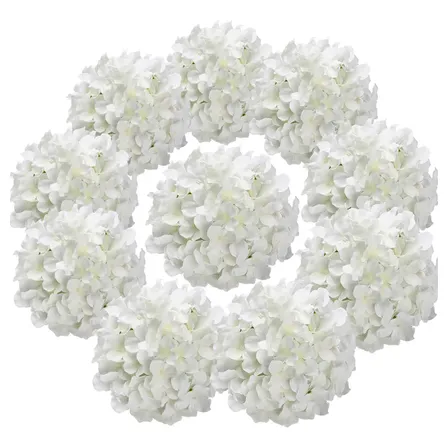 Cabezas Flores Hortensia Artificial Boda Fiesta Decora 10pzs Blanco