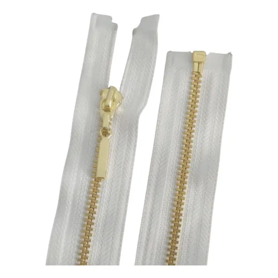 03 Un Zíper 60cm Metal #3 Separável Branco Dourado Sancris