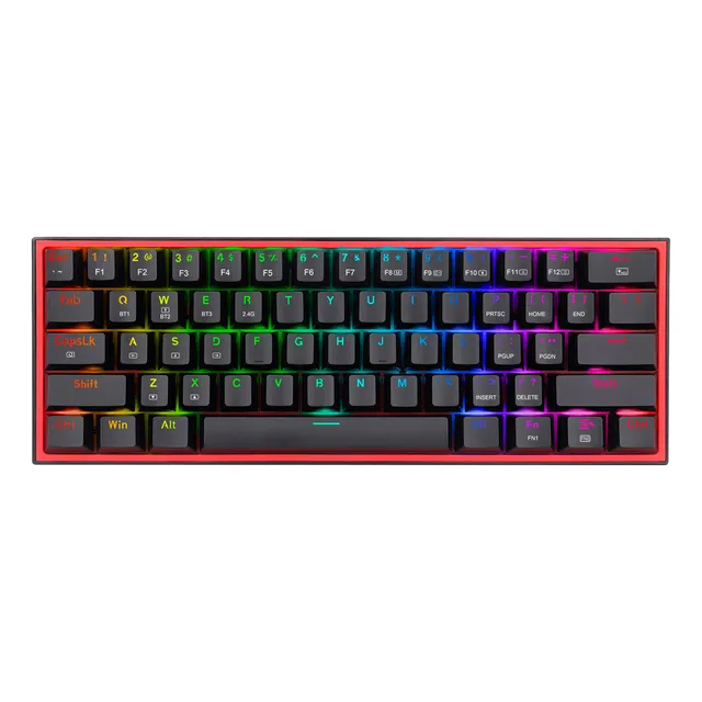 Teclado gamer bluetooth Redragon Fizz Pro K616-RGB QWERTY inglés US color negro con luz RGB