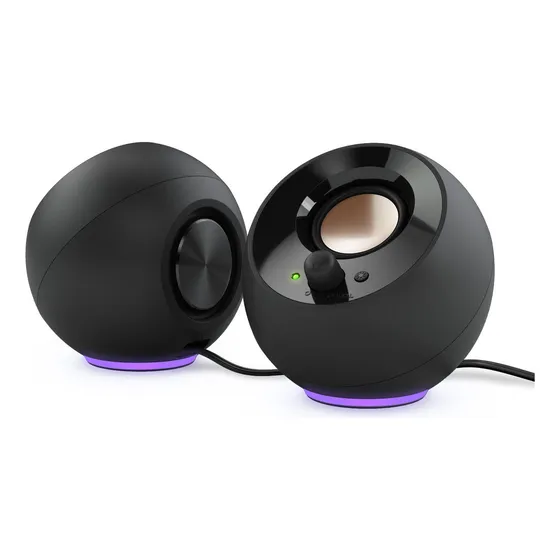 Creative Pebble Se - Altavoces Minimalistas De Pc Con Alimentación Usb-c 2.0 Con Iluminación Rgb, Entrada Auxiliar De 3.5 Mm, Hasta 4.4 W Rms De Potencia Para Computadoras Y Portátiles (negro)