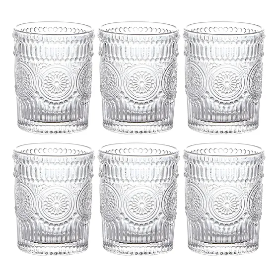 Set X6 Vaso Vidrio Labrado Deco 290ml