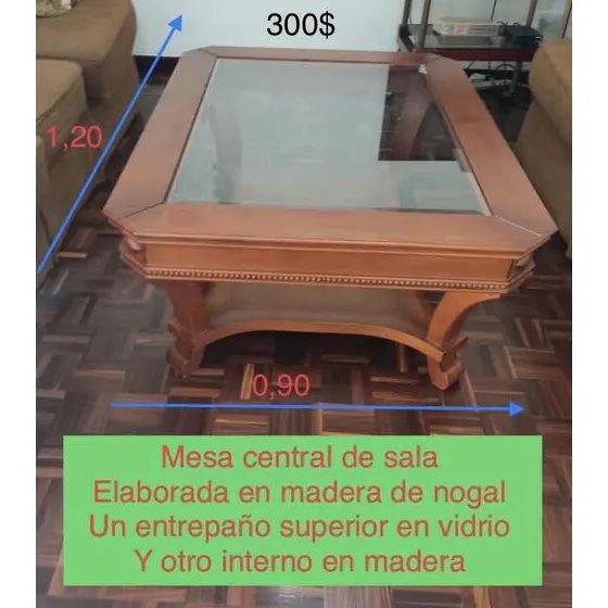 Mesa De Centro En Madera De Nogal