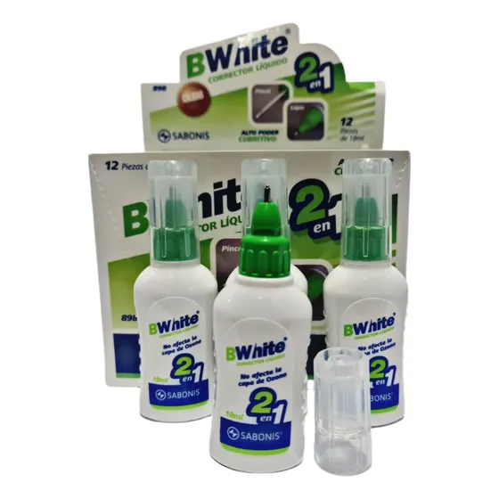 Corrector Lapiz, Brocha 2 En 1 Liquido Sabonis Caja 12 Pieza