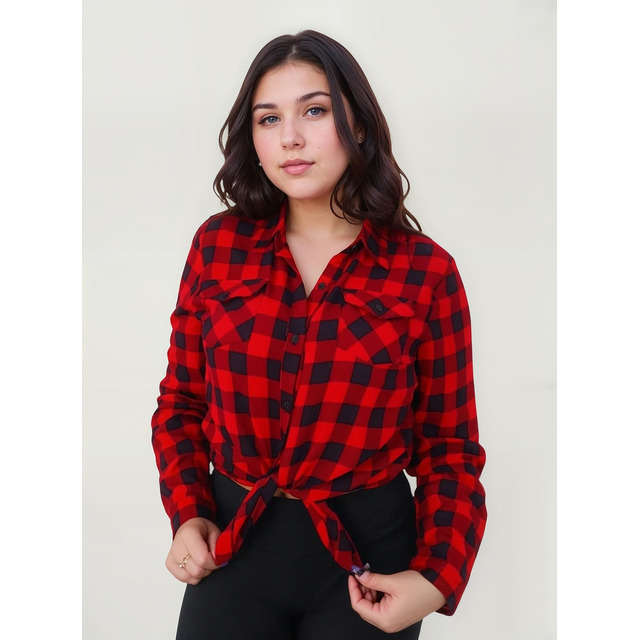 Blusa Camisa Xadrez Feminina Manga Longa Festa Junina Blusa Camisa Xadrez Feminina Manga Longa Festa Junina