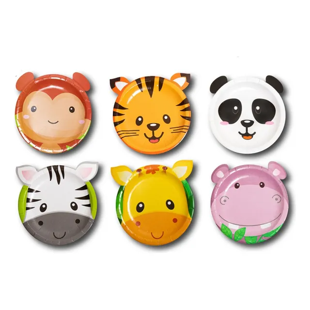 6 Platos Polipapel Animalitos Animales Selva Surtido 