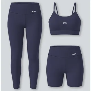 Arm Fitness Kit Conjunto Fitness Legging E Short Powerslim + Top Alça Marinho Lis
